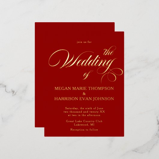 Tijdloze kalligrafie klassieke trouw uitnodiging (Voorkant / Achterkant)