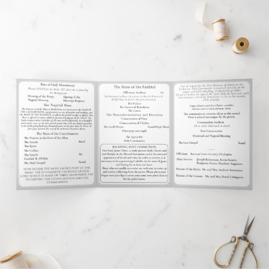 Tijdloze katholieke monogram trifold-programma drieluik programma (Binnen)
