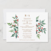 Tijdloze Kerst Holly Branches Fotobruiloft Kaart (Voorkant)