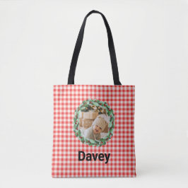 Tijdloze Kerstkrans Aangepaste Foto Maatwerk Tote Bag