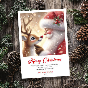 Tijdloze Kerstman en Rudolph Magische Kerstgroet Feestdagenkaart