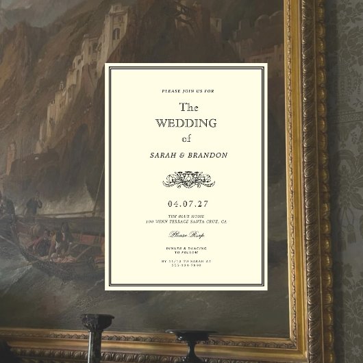 Tijdloze Klassieke Elegante Bruiloft Kaart
