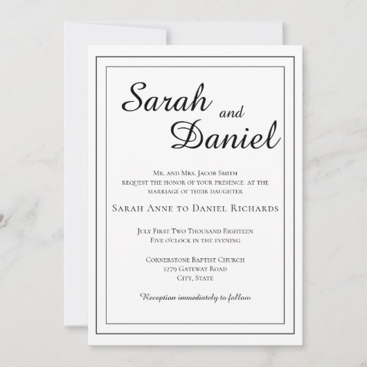 Tijdloze klassieke elegante traditionele bruiloft  kaart (Voorkant)