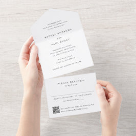 Tijdloze Klassieke Formele QR Code Trouwen All In One Uitnodiging