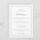 Tijdloze klassieke grijze witte rand bruiloft kaart (Voorkant / Achterkant)