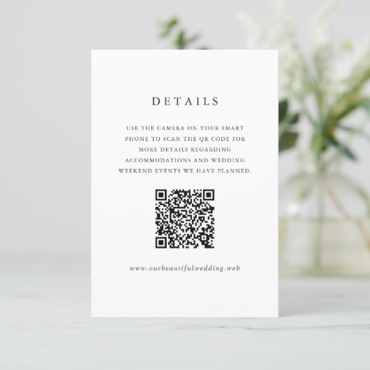 Tijdloze Klassieke QR-code Formele Bruiloft Informatiekaartje (Staand voorkant)