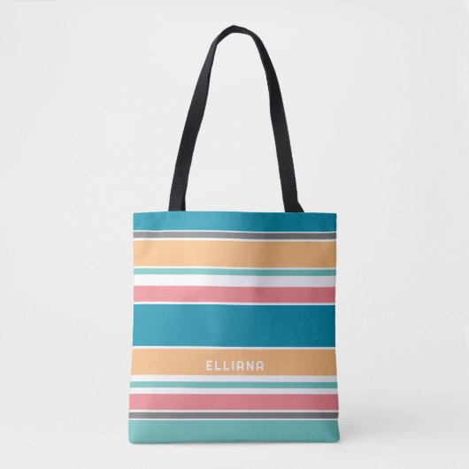 Tijdloze Kleurrijke Beachy Zomer Kleuren Art Strip Tote Bag (Voorkant)