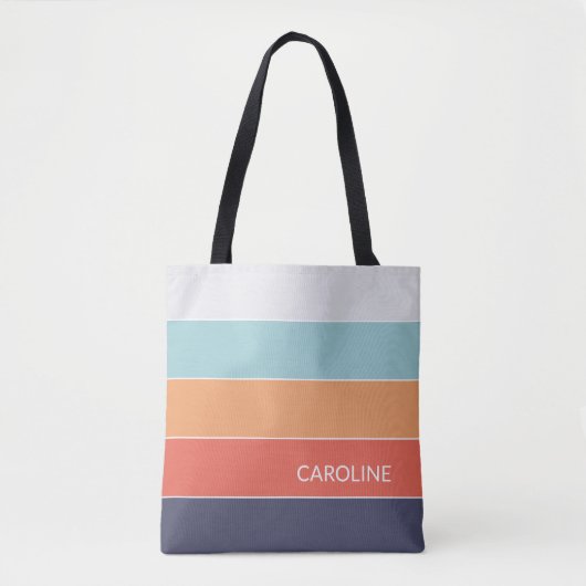 Tijdloze Kleurrijke Zomer Strepen Art Patroon Tote Bag (Voorkant)