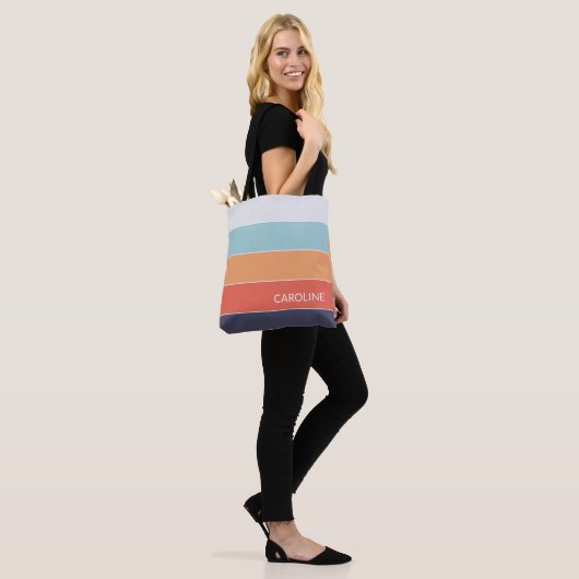 Tijdloze Kleurrijke Zomer Strepen Art Patroon Tote Bag (Op model)