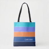 Tijdloze Kleurrijke Zomer Strepen Art Patroon Tote Bag (Voorkant)