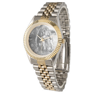 **"Tijdloze kracht: korrelig zwart en wit nijlpaar Horloge