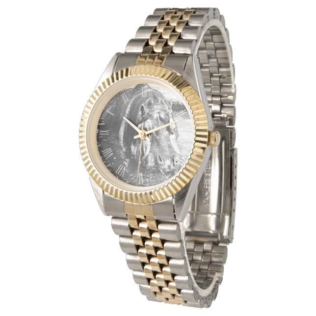 **"Tijdloze kracht: korrelig zwart en wit nijlpaar Horloge (Gekanteld)