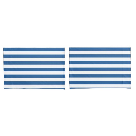 Tijdloze Kust Elegant Blauw & Wit Gestreept Kussensloop (Voorkant-Set)