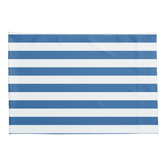 Tijdloze Kust Elegant Blauw & Wit Gestreept Kussensloop (Achterkant-Rechts)