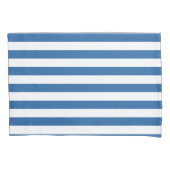 Tijdloze Kust Elegant Blauw & Wit Gestreept Kussensloop (Voorkant-Links)