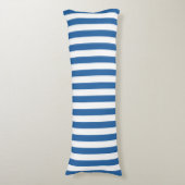 Tijdloze Kust Elegant Blauw & Wit Gestreept Lichaamskussen (Voorkant Verticaal)