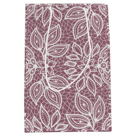 Tijdloze Lace Look bruiloft Mauve en wit Medium Cadeauzakje (Voorkant)