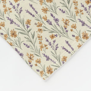 Tijdloze lavendel takjes en aardse wilde bloemen fleece deken