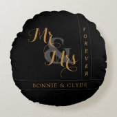 Tijdloze Liefde: Mr. & Mrs. Forever Decorative Rond Kussen (Voorkant)