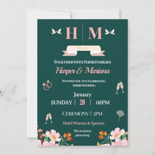 Tijdloze liefde onthulde onze bruiloft uitnodiging (Voorkant)