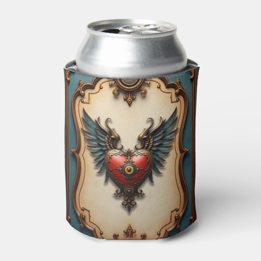 Tijdloze liefde, surreële elegantie in steampunkst blikjeskoeler (Blikje Voorkant)