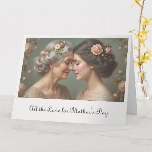 Tijdloze liefde tussen moeder en dochter kaart (Gele Bloem)