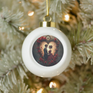 Tijdloze Liefde – Victoriaanse Gotische Trouwcolle Keramische Bal Ornament