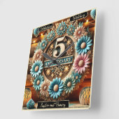 Tijdloze Liefde: Vijfde Jubileum Bloemen Vierkante Klok (Hoek)