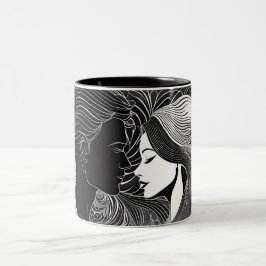 Tijdloze liefde zwart & wit silhouet paar tweekleurige koffiemok
