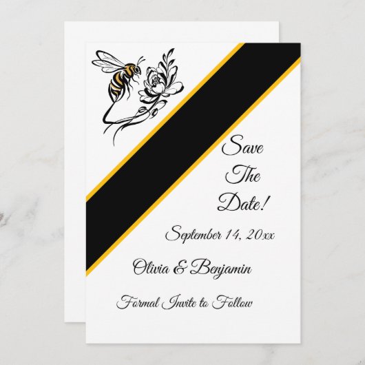 Tijdloze luxe bij Save the Date kaart (Voorkant / Achterkant)