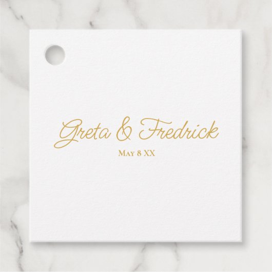 Tijdloze Luxe Gouden Bruiloft Bedankjes Labels (Voorkant)