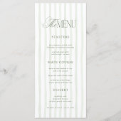 Tijdloze luxe groene strepen bruiloft in script menu (Voorkant)