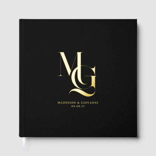 tijdloze luxe | Minimaal monogram bruiloft Gastenboek (Voorkant)