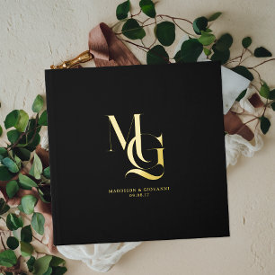 Tijdloze Luxe Minimalistisch Monogram Huwelijksb Gastenboek