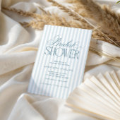 Tijdloze Luxe Script Blauwe Strepen Bruidsdouche Kaart