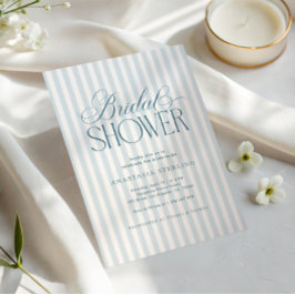 Tijdloze Luxe Script Blauwe Strepen Bruidsdouche Kaart