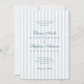 Tijdloze Luxe Script Blauwe Strepen Trouwfeest Kaart (Voorkant)
