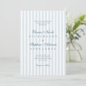 Tijdloze Luxe Script Blauwe Strepen Trouwfeest Kaart (Staand voorkant)