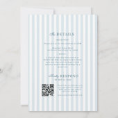 Tijdloze Luxe Script Blauwe Strepen Trouwfeest Kaart (Achterkant)
