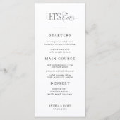 Tijdloze Luxe Script Zwarte en Witte Bruiloft Menu (Achterkant)