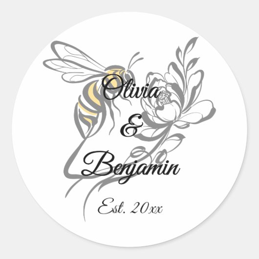 Tijdloze Luxury Bee Wedding Sticker – Elegant (Voorkant)