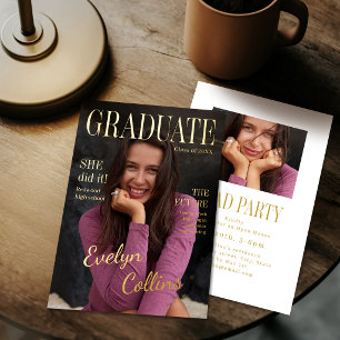 Tijdloze Magazine Omslagfoto Afstuderen Folie Uitnodiging