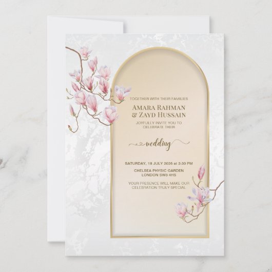 Tijdloze Magnolia bruiloft uitnodiging | Waterverf (Voorkant)