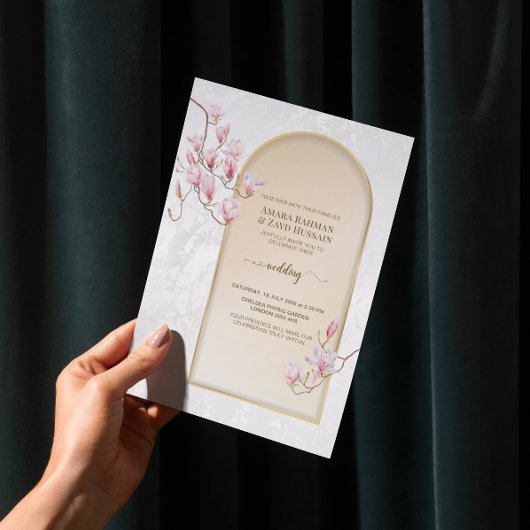 Tijdloze Magnolia bruiloft uitnodiging | Waterverf