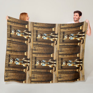 Tijdloze Majesteit: De Gouden Egyptische Farao Cat Fleece Deken