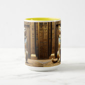 Tijdloze Majesteit: De Gouden Egyptische Farao Cat Mok (Midden)