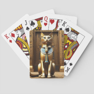 Tijdloze Majesteit: De Gouden Egyptische Farao Cat Pokerkaarten