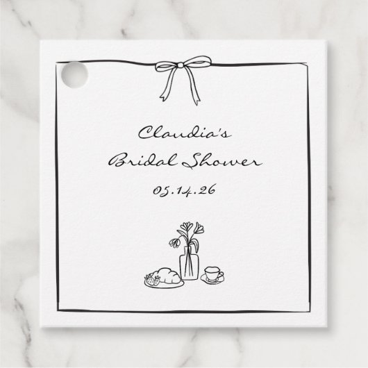 Tijdloze met de hand getekende brutale bruidsdouch bedankjes labels (Voorkant)