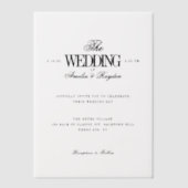 Tijdloze minimalistische zwart wit bruiloft vellum uitnodigingen (Voorkant)