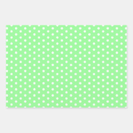 Tijdloze Mint White Polka Dot Gift Wrapping Paper